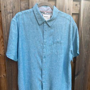 Turquoise linen-blend shirt, size XL